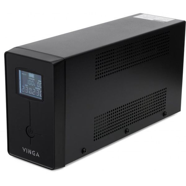 Джерело безперебійного живлення Vinga VPC-600MU 600ВА / 360 Вт з LCD-дисплеєм з USB у металевому корпусі 201124 фото