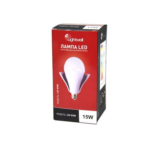 Лампа LED аккумуляторная 15Вт Lightwell Е27 LW-EMB-15W 302580 фото