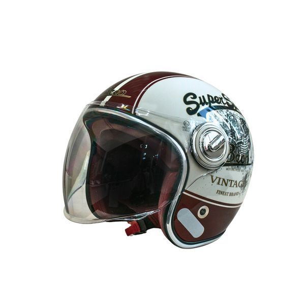 Мотошлем открытый Beon B-108A ABS SUPER SPORT SHINY CREAM/RED (глянец кремовый/красный), размер XXL 298675 фото