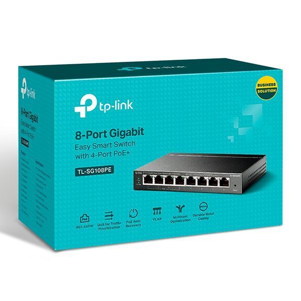 PoE-коммутатор TP-Link EasySmart TL-SG108PE гигабитный 8-портовый с 4 PoE+ портами управляемый 106401 фото