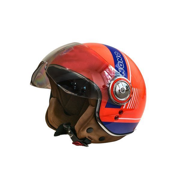 Мотошлем открытый Beon B-110B CIRCLE SHINY ORANGE/WHITE/BLUE (глянец оранжевый/белый/синий), размер L 298684 фото