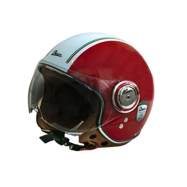 Мотошлем открытый Beon B-110B Ferrari SHINY RED/WHITE (глянец красный/белый), размер XL