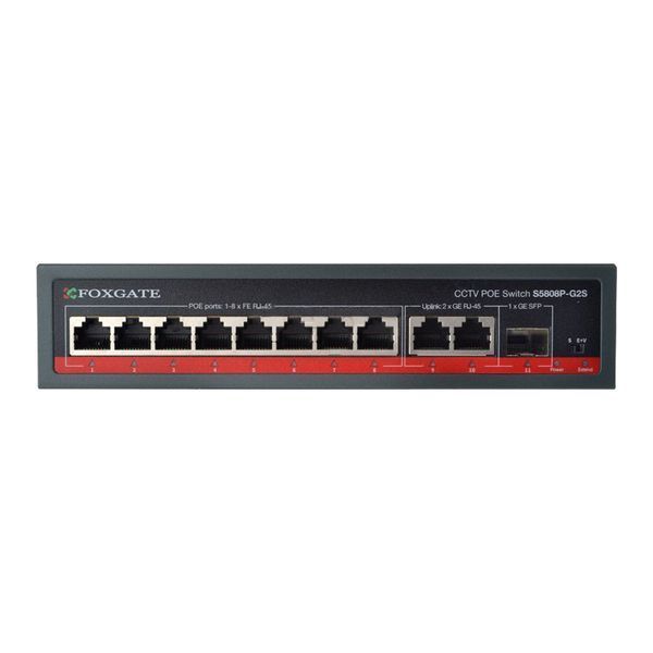 PoE-комутатор FoxGate S5808P-G2S CCTV 8-портовий некерований