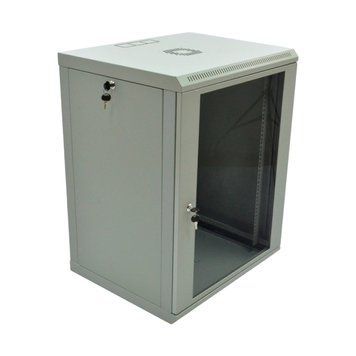 Шафа серверна SteelNet 18U 600 x 600 для мережевого обладнання (скло, сірий)