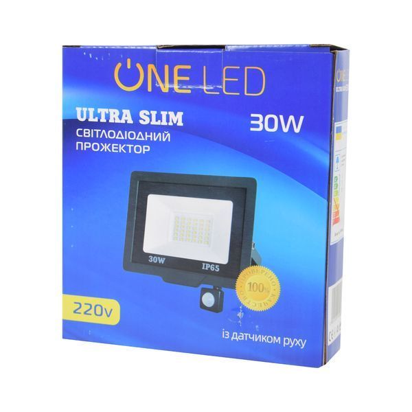 Прожектор світлодіодний ONE LED ultra (ZY-TH18-30-S ) 30 Вт з датчиком руху 254741 фото