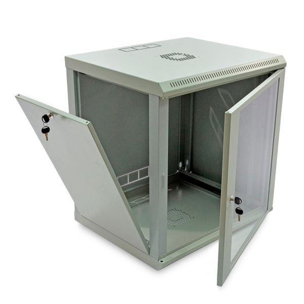 Шафа серверна SteelNet 12U 600 x 450 для мережевого обладнання (скло, сірий) 264027 фото