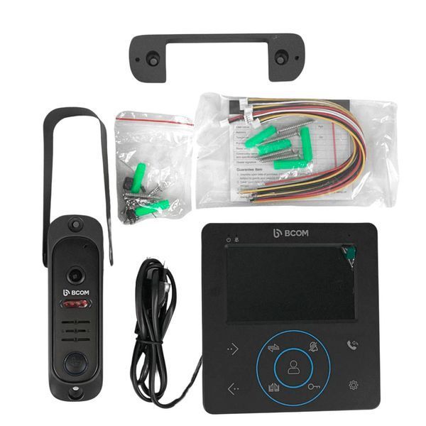 Комплект відеодомофона BCOM BD-480 Black Kit: відеодомофон 4" і відеопанель 240551 фото