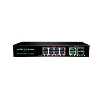 Комутатор мережевий GreenVision POE GV-021-D-8G+2PG+2SFP