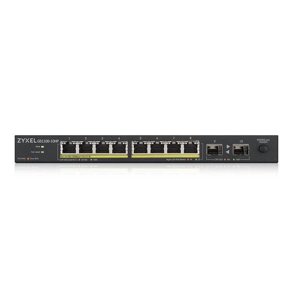 Неуправляемый PoE-коммутатор ZyXEL GS1100-10HP (GS1100-10HP-EU0101F) с 8 портами PoE