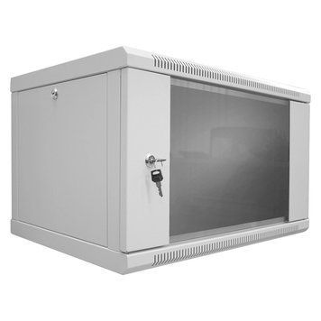 Шафа серверна SteelNet 9U 600 x 350 для мережевого обладнання (скло, сірий) 264032 фото