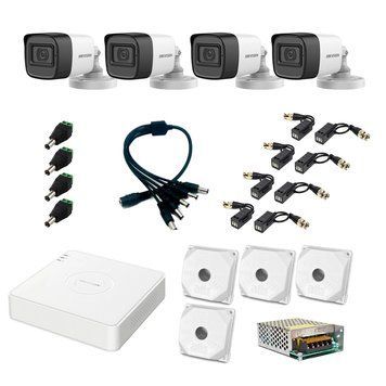 Комплект видеонаблюдения Hikvision на 4 уличные видеокамеры 5Мп аналоговый