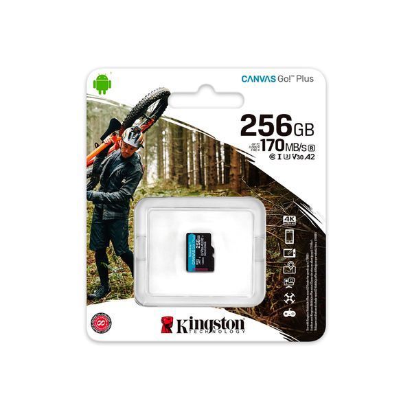 Карта памяти Kingston microSDXC 256GB Canvas Go! Plus Class 10 UHS-I U3 V30 A2 (SDCG3/256GBSP) 239543 фото