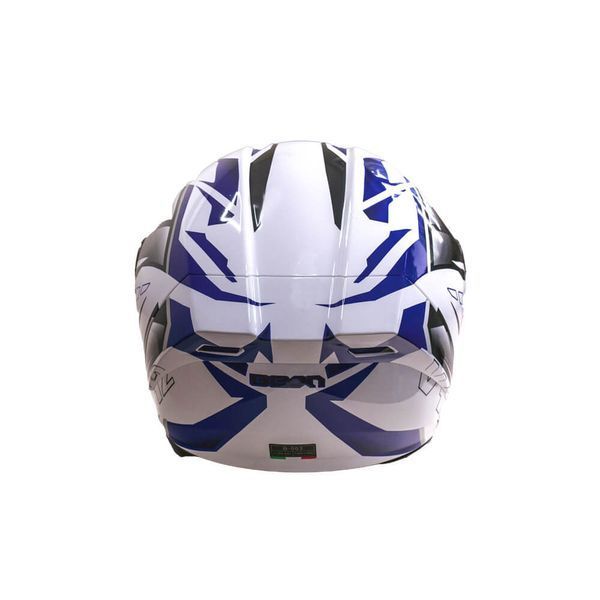 Мотошлем интеграл Beon B-503 SINGLE VISOR ANGLE TEAR SHINY WHITE/BLUE (глянец белый/синий), размер L 298711 фото