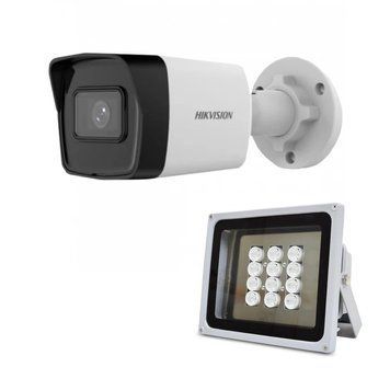 Комплект: IP-відеокамера 2 Мп Hikvision DS-2CD1023G2-IUF (2.8 мм) з вбудованим мікрофоном + ІЧ-прожектор Lightwell LW12-140IR45-220