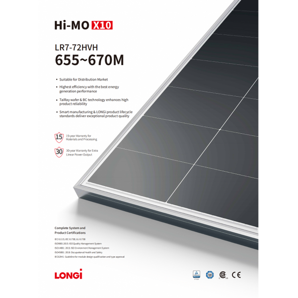 Сонячна панель Longi Solar LR7-72HVH-655M Hi-MO X10 Explorer