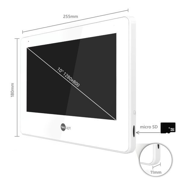 Гібридний відеодомофон 10.1" Neolight MEZZO Hybrid white з Wi-Fi
