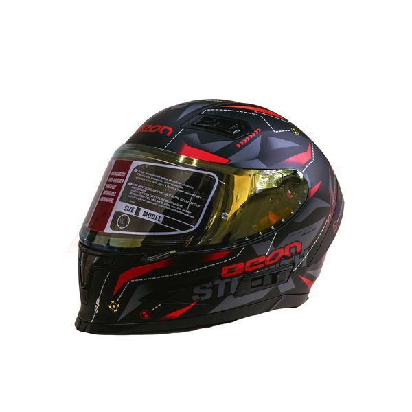 Мотошолом інтеграл Beon TECH MATT BLACK/RED (матовий чорний/червоний) розмір ХL 298716 фото