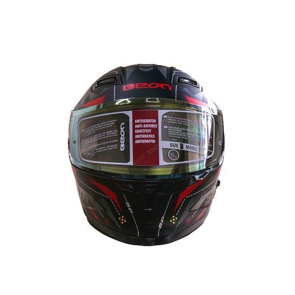 Мотошолом інтеграл Beon TECH MATT BLACK/RED (матовий чорний/червоний) розмір ХL 298716 фото