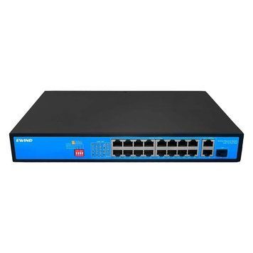 Некерований 19-портовий PoE-комутатор +2*GE+1*GF Ewind EW-S1919CF-AP з 16 портами PoE