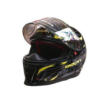 Мотошлем интеграл Beon TECH SHINY BLACK/YELLOW (глянец черный/желтый) размер L