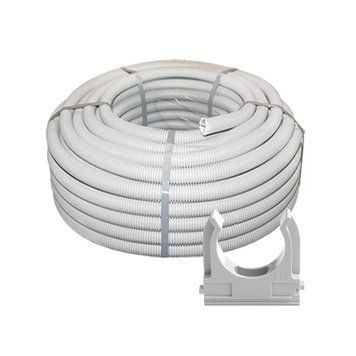 Комплект: гофротруба Light ДКС ПВХ D 32 (25 м) сіра + кліпси для гофри 32 мм (50 шт/уп) сіра