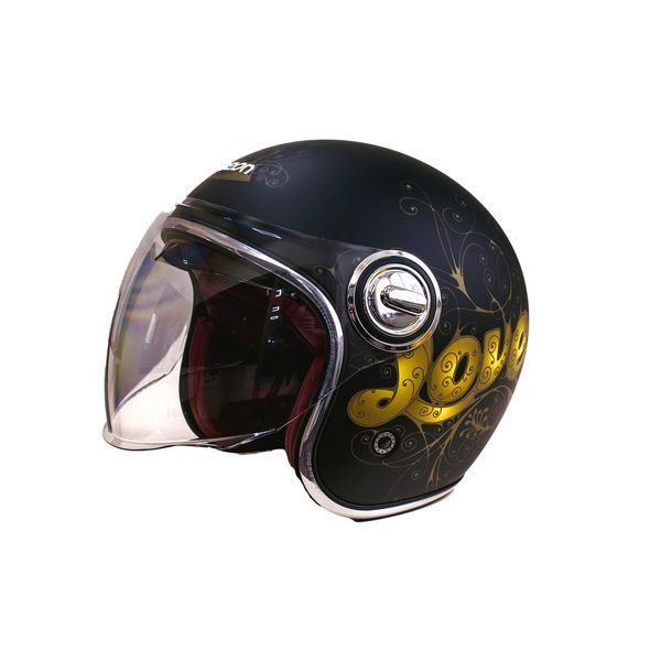 Мотошолом відкритий Beon B-108A ABS LOVE SHINY BLACK/GOLD (глянець чорний/золотий), розмір XXL 298679 фото