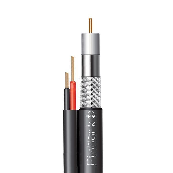Абонентський коаксіальний кабель FinMark F5967BVcu 2x0.75 POWER зі струмопровідними провідниками (чорний, 305 м) 114666 фото