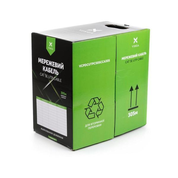 Кабель сетевой Vinga UTP Cat5e CCA 4 pairs 305 m (VCPDCUTPC505CCA305)