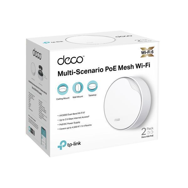 Маршрутизатор TP-LINK Deco X50-PoE (2-pack) MESH система AX3000 1xGE LAN/WAN 1x2,5GE LAN/WAN MU-MIMO OFDMA MESH 270692 фото