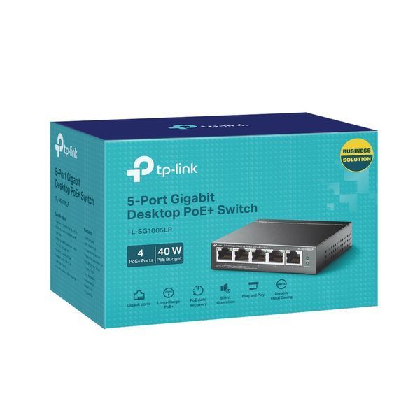 Комутатор TP-LINK TL-SG1005LP 5xGE/4xPoE+ 40W некерований 250м 144835 фото